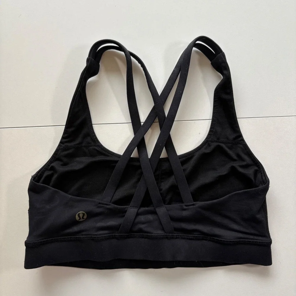 Lululemon Black Strappy Back Sports Bra Women's‎ Size 4 Workout Yoga Athletic